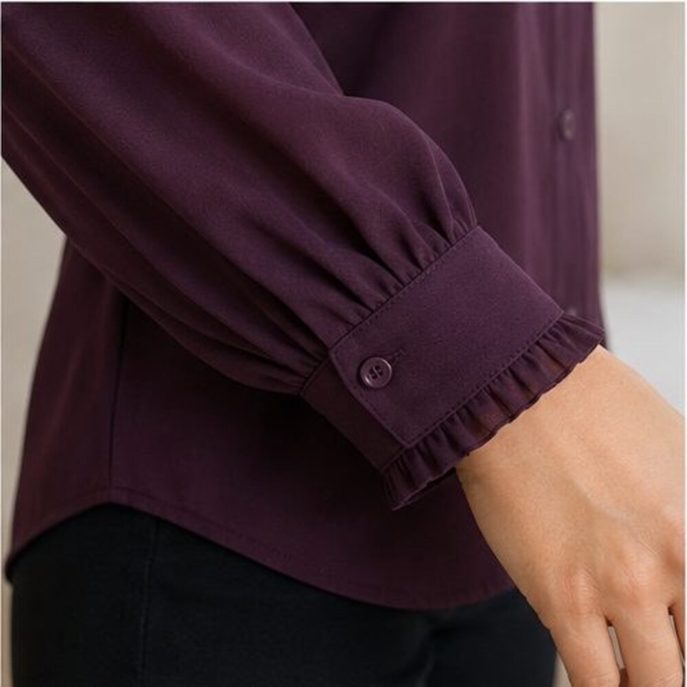 Plum Ruffle Collar Blouse - Picture 5 of 6